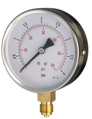 100mm Bottom Connection, 1.6% Accuracy Enamelled Steel and Brass