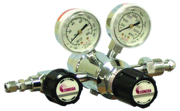 Dual Stage, Chrome-Plated Brass Barstock Body, 4 Port Configuration, 316L Stainless Steel Diaphragm