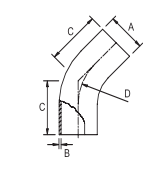 45 Long Bend 1.5 x D 304, 316L