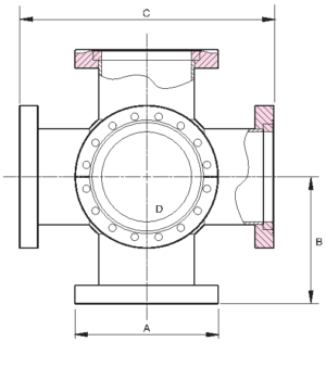 CF 6-Way Crosses, 3 Flanges Rotatable