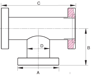 CF Tees, 2 Flanges Rotatable