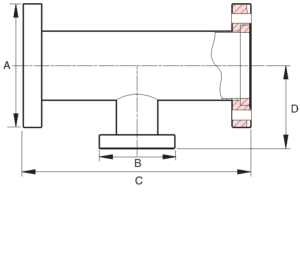 CF Unequal Ts, 2 Flanges Rotatable