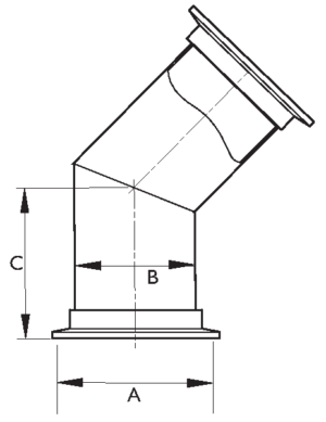 ISO 45° Bends, Stainless Steel
