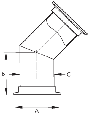 KF 45° Bends, Stainless Steel
